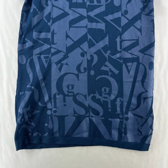 Veeko Sweater Free Size Jacquard Tunic Crewneck Short Sleeve Pullover Blue - Picture 4 of 11